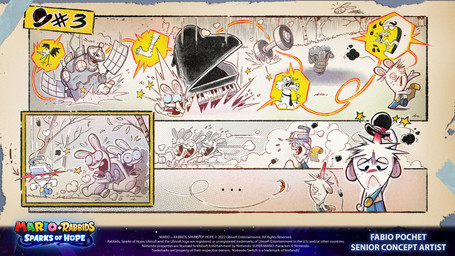 4_toes ambiguous_anthro ambiguous_feral ambiguous_gender ambiguous_human anthro black_clothing black_facial_hair black_hat black_headwear black_mustache black_necktie blue_clothing blue_overalls blue_sclera bodily_fluids buckteeth butt closed_frown clothed clothed_anthro clothed_male clothing clothing_iron cloud copyright_symbol crush derp_eyes dumbbell dust_cloud ears_down ellipsis facial_hair featureless_legs feet feral forest freckled_face freckles frown fur grass group hair half-closed_eyes hat head_bump headgear headwear holding_object holding_paper horn hug hugging_another keyboard_instrument leaf looking_at_another looking_back looking_back_at_another looking_up male male_anthro mitten_hands motion_lines mouth_closed multicolored_body musical_instrument mustache narrowed_eyes navel necktie noseless number open_mouth open_smile outside overalls paper piano pink_tongue pivoted_ears plant reading_paper red_tongue running_away sad satellite scared short_legs smile smiling_at_another speech_bubble star_(shape) sweat symbol tail tan_eyelids tan_inner_ear teeth text title toes tongue tree two_tone_body walking weights white_body white_clothing white_fur white_hair white_hat white_headwear wind fabio_pochet mario_plus_rabbids_sparks_of_hope nintendo raving_rabbids rayman_(series) ubisoft t.s._woodrow avian bird camelid human lagomorph llama mammal rabbid 16:9 2023 4k absurd_res artist_name colored comic crossover digital_drawing_(artwork) digital_media_(artwork) english_description english_text hi_res official_art shaded widescreen