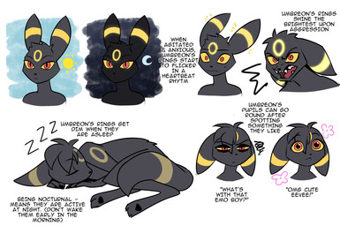anthro black_body black_fur black_hair black_nose black_pawpads black_tail black_text bodily_fluids claws crescent_moon day fangs finger_claws flower fur glowing glowing_markings hair head_tuft male markings moon narrowed_eyes night open_mouth pawpads plant pokemorph red_eyes ring_(marking) simple_background solo sun sweat tail teeth text tuft white_background wide_eyed yellow_body yellow_fur yellow_sclera odeko-yma nintendo pokemon lucky_(odeko-yma) eeveelution generation_2_pokemon pokemon_(species) umbreon 2026 absurd_res english_text headshot_portrait hi_res portrait