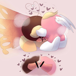 2_horns antennae_(anatomy) biped bodily_fluids brown_body censor_bar censored_genitalia censored_penis cutaway duo erection eyes_closed feathered_wings feathers frottage genital_fluids genitals heart_antennae heart_symbol horn hug ineffective_censorship insect_wings kissing leaking_precum lepidopteran_wings male male/male not_furry penile penis penises_touching pink_body pink_penis precum precum_string ridged_penis sex side_view simple_background tapering_penis three-quarter_view white_background wings yellow_horn ariarik_o0 kirby_(series) nintendo galacta_knight morpho_knight waddling_head 1:1 2021 censored digital_drawing_(artwork) digital_media_(artwork) hi_res japanese_description