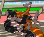 anthro anthro_on_anthro anus black_body black_fur bleachers curling_toes dark_body dark_fur dipstick_tail duo eyes_closed feet female female/female fingering fingering_partner flat_chested fur genitals gloves_(marking) hindpaw implied_incest intraspecies kiss_on_lips kissing leg_markings markings masturbation multicolored_body multicolored_fur multicolored_tail mutual mutual_fingering mutual_masturbation mutual_vaginal navel nipples nude orange_body orange_fur outside paws public public_nudity pussy raised_leg sex socks_(marking) spread_legs spreading tail tail_markings toony two_tone_body two_tone_fur two_tone_tail vaginal vaginal_fingering white_body white_fur young young_anthro young_female young_on_young krezz_karavan school_days deborah_black_rose edna_(school_days) canid canine fox mammal 2016 digital_media_(artwork) sibling_(lore) twins_(lore)