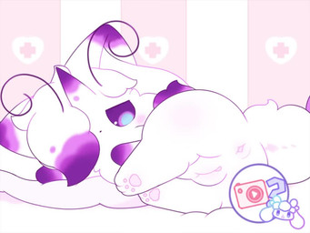 anus bed black_nose blush bodily_fluids cervix chat_bubble cheek_tuft claws clitoral_hood clitoris cum cum_from_vagina cum_in_vagina cum_inside dipstick_ears dipstick_limbs ear_markings endoscope facial_tuft female female_orgasm feral fluffy fluffy_tail fur furniture genital_fluids genitals heart_pupils horn humanoid_genitalia humanoid_genitalia_on_feral humanoid_vulva humanoid_vulva_on_feral internal internal_vaginal multicolored_cum multicolored_ears offscreen_character one_eye_obstructed pawpads pillow pink_anus pink_pawpads pink_vulva purple_body purple_eyes purple_fur tail tears tentacles tongue tongue_out translucent translucent_tentacles tuft underwater urethra vulva water white_body white_fur nakimayo aloe_(nakimayo) grape_(nakimayo) arthropod crustacean domestic_cat felid feline felis hybrid mammal marine shrimp 2d_animation animated long_playtime loop motion_tweening no_sound webm