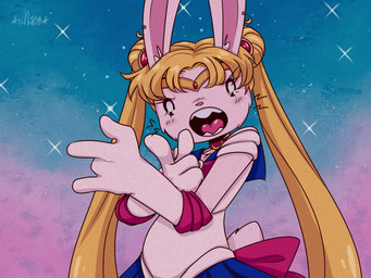 accessory anthro blonde_hair blue_bottomwear blue_clothing blue_skirt bottomwear clothed clothing collar cosplay crossdressing ear_piercing fur furgonomics hair long_hair male open_mouth piercing pink_ribbon ribbons sharp_teeth skirt solo tail tail_accessory tail_ribbon teeth white_body white_fur eldimkas sailor_moon_(series) sam_and_max max_(sam_and_max) lagomorph leporid mammal rabbit 2025 4:3 english_description hi_res