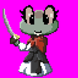 amputee chibi clothing disability dress female fencing melee_weapon smile solo sword weapon chochi beatriz_overseer beatriz_resont amphibian frog 1:1 animated low_res thumbnail