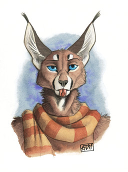 anthro blep blue_eyes brown_body brown_fur ear_tuft ears_up female fur looking_forward scarf solo tongue tongue_out tuft 0laffson shadi_(0laffson) caracal caracal_(genus) felid feline lynx mammal 2019 hi_res painting_(artwork) signature traditional_media_(artwork) traditional_painting_(artwork) traditional_watercolor_(artwork) watercolor_(artwork)