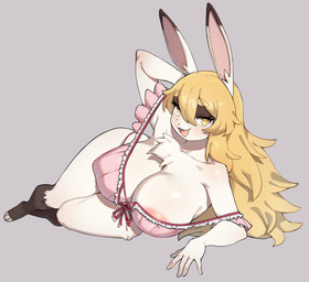 anthro areola areola_slip big_breasts biped breasts clothed clothed_anthro clothed_female clothing feet female fingers front_view fur hiar huge_breasts looking_at_viewer nipple_outline simple_background smile solo thick_thighs toes tongue wide_hips flowerpigeon73 lagomorph leporid mammal rabbit 2026 absurd_res digital_drawing_(artwork) digital_media_(artwork) hi_res