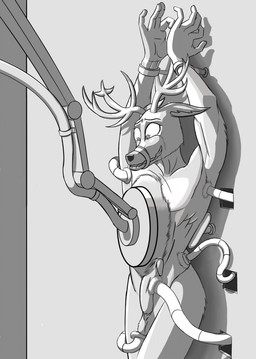 5_fingers anthro antlers arms_tied balls bodily_fluids bound crying fingers fur genitals horn humanoid_hands male nude_anthro nude_male penis raised_arms saliva smile solo tears teeth tickle_fetish tickle_torture tickling tickling_armpits tickling_balls tickling_belly tickling_chest tickling_genitalia tickling_machine tickling_penis zegooddoctor beastars louis_(beastars) cervine deer mammal red_deer hi_res