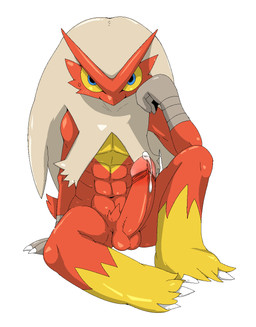 anthro balls biped blush bodily_fluids erection genital_fluids genitals humanoid_genitalia humanoid_penis looking_at_viewer male penis precum simple_background sitting solo sweat white_background doneru nintendo pokemon avian blaziken generation_3_pokemon pokemon_(species) 2015 hi_res