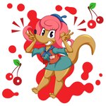 anthro brown_body brown_fur clothed clothing female fur hair looking_at_viewer pink_hair smile solo toony rurihal camp_lazlo cartoon_network patsy_smiles herpestid mammal mongoose yellow_mongoose absurd_res hi_res