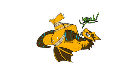 brown_body brown_scales claws feral male scales simple_background simple_coloring simple_eyes solo speech_bubble tape taped_hands taped_legs text toony white_background wings yellow_body yellow_scales reborned_tigrex_(author) capcom european_mythology monster_hunter mythology reborned_tigrex_(character) dragon flying_wyvern mythological_creature mythological_scalie scalie tigrex western_dragon wyvern 16:9 4k absurd_res hi_res widescreen