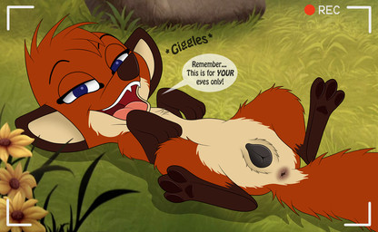 animal_genitalia animal_vulva anus butt camera canine_genitalia canine_vulva feet female feral fluffy fluffy_tail genitals looking_at_viewer lying paws playful presenting rear_view recording solo spread_legs spreading tail text vulva skateryena jungledyret_hugo rita_(jungledyret) canid canine european_red_fox fox mammal red_fox true_fox 2018 english_text