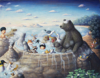 ambiguous_gender cloud feral group hot_spring hot_towel male steam towel water young young_ambiguous young_feral young_human young_male peroinu anatid anseriform anserine aquatic avian badger bear bird canid canine canis chipmunk domestic_cat domestic_dog domestic_ferret domestic_goose emden_goose felid feline felis fox goose ground_squirrel gull haplorhine human japanese_macaque lagomorph lari larid leporid macaque mammal monkey mouse murid murine mustelid musteline old_world_monkey penguin pinniped primate procyonid rabbit raccoon rodent sciurid seal true_musteline weasel painting_(artwork) traditional_media_(artwork)
