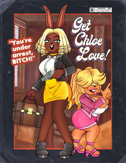 ankle_strap_heels anthro band-aid bandage blonde_hair boots bottomwear briefcase clothing female fishnet_clothing fishnet_legwear footwear gun hair handgun high_heeled_boots high_heeled_sandals high_heels legwear mature_female miniskirt ranged_weapon revolver sandals shoes shortstack size_difference skirt weapon ponehanon chloe_(ponehanon) roxanne_(ponehanon) lagomorph leporid mammal rabbit hi_res