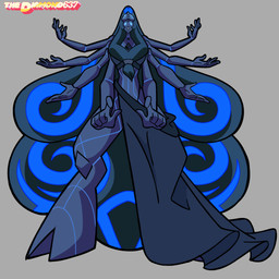 2_faces 8_arms blue_eyes blue_hair clothed clothing cloven_hooves curly_hair digitigrade female fusion hair hooves markings multi_arm multi_face multi_limb not_furry rock solo style_emulation text toony thediamond637 cartoon_network steven_universe blue_sheen_obsidian_(thediamond637) fan_character alien alien_humanoid elemental_creature gem_(species) gem_fusion humanoid mammal mineral_fauna obsidian_(gem_species) rock_creature 1:1 digital_media_(artwork) english_text hi_res