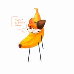 anthro banana banana_costume clothing costume dialogue food food_costume fruit looking_at_viewer male plant speech_bubble lumiink soups_(superiorfox) canid canine fox mammal 1:1 hi_res