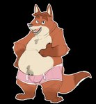 2018 anthro baron_puddin_paws belly black_background black_nose bulge canid canine clothing disney fox gideon_grey hi_res humanoid_hands male mammal overweight overweight_male red_fox simple_background solo true_fox underwear zootopia