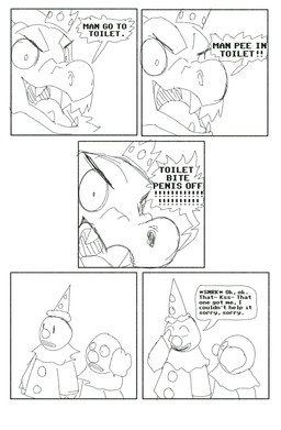 5_panel_comic ambiguous_form ambiguous_gender crown dialogue group headgear humor joke laugh sharp_teeth speech_bubble teeth text trio funcomicslol mythology dragon human mammal mythological_creature mythological_scalie scalie absurd_res comic english_text hi_res monochrome