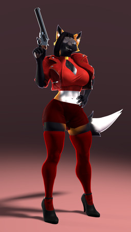 anthro big_breasts black_body black_clothing black_footwear black_fur black_hair black_high_heels black_tail bottomwear breasts claws cleavage clothed clothed_anthro clothed_female clothing dipstick_tail eyewear female footwear fur gun hair hand_on_hip hand_on_own_hip handgun high_heels holding_gun holding_handgun holding_object holding_ranged_weapon holding_revolver holding_weapon jacket leggings legwear looking_at_viewer markings multicolored_body multicolored_fur navel orange_body orange_eyes orange_fur pose ranged_weapon red_bottomwear red_clothing red_jacket red_leggings red_legwear red_shorts red_topwear revolver shoes shorts simple_background solo sunglasses tail tail_markings thick_thighs topwear weapon white_body white_fur white_tail_tip thevestige petruz_(modeler) fox_(petruz) vera_(thevestige) canid canine cross_fox fox mammal red_fox true_fox 3d_(artwork) 9:16 digital_media_(artwork) hi_res source_filmmaker_(artwork)
