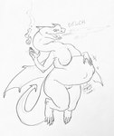 ambiguous_gender ambiguous_prey anthro belly big_belly breasts eyes_closed female female_pred fire genitals nude open_mouth pussy squirming thick_thighs vore serpentess vri_(serpentess) demon hybrid reptile scalie snake 2024 hi_res sketch