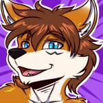 anthro arm_tuft blue_eyes brown_body brown_fur brown_hair cheek_tuft facial_tuft fangs fur hair inner_ear_fluff male multicolored_body multicolored_fur open_mouth shoulder_tuft solo teeth tongue tuft two_tone_body two_tone_fur white_body white_fur katsuke luvini canid canine fox mammal 1:1 low_res