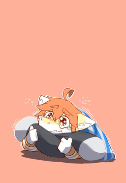 anthro blush bodily_fluids crying eyebrows fur hair inner_ear_fluff lying male mouth_closed on_front orange_background orange_eyebrows orange_hair pillow simple_background solo tears tuft white_body white_fur white_inner_ear_fluff yellow_body yellow_fur kuttoyaki mythology kutto dragon furred_dragon furred_scalie mythological_creature mythological_scalie scalie hi_res