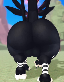 balls big_balls big_butt black_body black_fur black_horn black_tail blue_claws blue_toe_claws butt claws day egg feral forest fur genitals grass horn huge_balls huge_butt male multicolored_horn on_grass on_ground outside plant quadruped rear_view solo tail thick_thighs toe_claws tree two_tone_horn two_tone_tail walking white_body white_fur white_horn white_tail willie_piv dragon_adventures mythology roblox aranga_(dragon_adventures) dragon hybrid lagomorph mammal mythological_creature mythological_scalie scalie 2026 3d_(artwork) 3d_animation animated digital_media_(artwork) hi_res high_framerate no_sound short_playtime video