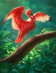 ambiguous_gender beak day detailed_background feathered_wings feathers feral outside realistic solo wings johis avian bird ibis pelecaniform scarlet_ibis threskiornithid 2020 digital_media_(artwork) hi_res