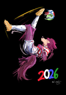 anthro ball black_background clothing female pose simple_background soccer soccer_ball soccer_jersey soccer_uniform solo sport sportswear uniform world_cup mr.foxman beastars fifa juno_(beastars) canid canine canis mammal wolf absurd_res hi_res