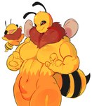 3_fingers antennae_(anatomy) anthro biceps big_breasts breasts chest_tuft chibi claws featureless_breasts featureless_crotch female fingers huge_breasts insect_wings navel nude simple_background smile solo stinger thick_thighs tuft wings yellow_body hanaarts arthropod bee hymenopteran insect mammal digital_media_(artwork) hi_res