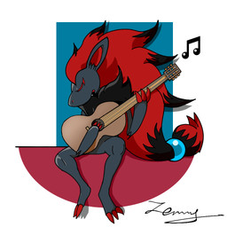 acoustic_guitar anthro chest_fur eyes_closed fangs fur grey_body grey_fur guitar hair male mane musical_instrument musical_note musical_symbol musician plucked_string_instrument red_hair simple_background singing solo string_instrument symbol teeth zennybluegenesis nintendo pokemon generation_5_pokemon pokemon_(species) zoroark 1:1 digital_drawing_(artwork) digital_media_(artwork) digital_painting_(artwork) flat_colors painting_(artwork) shaded simple_shading