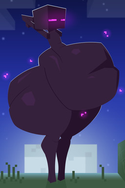abdominal_bulge belly big_belly big_butt black_body butt huge_belly huge_butt hyper hyper_butt male moon night not_furry outside purple_eyes side_view solo standing vore afraart microsoft minecraft mojang xbox_game_studios enderman humanoid 2026 2:3 absurd_res hi_res signature