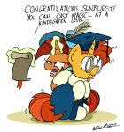 clothed clothed_feral clothing degree dialogue duo eyewear female feral glasses graduation graduation_cap graduation_robe horn hug male mortarboard text bobthedalek friendship_is_magic hasbro my_little_pony mythology stellar_flare_(mlp) sunburst_(mlp) equid equine mammal mythological_creature mythological_equine unicorn 2018 english_text hi_res mother_(lore) mother_and_child_(lore) mother_and_son_(lore) parent_(lore) parent_and_child_(lore) parent_and_son_(lore) son_(lore)