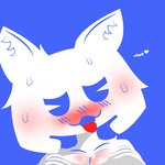 1:1 anthro aroused blush bodily_fluids breasts clyde_(discord) discord_(app) ears_up female half-closed_eyes hand_on_butt licking narrowed_eyes open_mouth owo presenting presenting_breasts raysixtails simple_background simple_eyes solo tongue