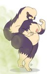 4_toes anthro anthrofied areola belly big_breasts big_butt big_tail biped breasts butt curvy_figure eyelashes eyes_closed fangs fart fart_cloud fart_fetish feet female fist fur gloves_(marking) hair hair_over_eye huge_thighs leaning leg_markings love_handles markings multicolored_body multicolored_fur navel nipples nude on_one_leg orange_nose overweight overweight_anthro overweight_female pokemorph purple_body purple_fur raised_leg raising_leg simple_background smile socks_(marking) solo standing straining tail tan_body tan_fur tan_hair teeth thick_thighs toes two_tone_body two_tone_fur white_background wide_hips coaster14 nintendo pokemon generation_4_pokemon mammal mephitid pokemon_(species) skunk skuntank 2017 digital_media_(artwork) full-length_portrait hi_res portrait signature