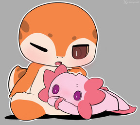 anthro blush bodily_fluids duo erection fellatio female genitals male male/female open_mouth oral orange_body penile penis pink_body saliva saliva_on_penis sex simple_background size_difference young godforgiveme4 wiggle_wanderers bubble_(wiggle_wanderers) draco_(wiggle_wanderers) amphibian aquatic axolotl mole_salamander salamander hi_res watermark
