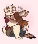 antlers bear clothed clothing deer duo embrace female fully_clothed happy horn hug male male/female mammal noyii sitting smile