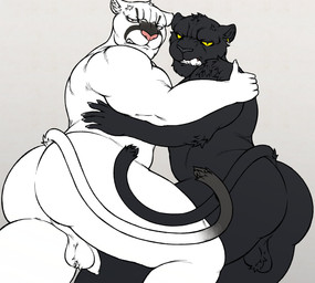 albino angry anthro arm_tuft backsack ball_tuft balls biceps big_butt black_body black_fur black_nose butt claws clenched_teeth contrast cross-popping_vein duo ear_piercing ear_ring elbow_tuft fangs finger_claws flaccid foreskin fur genitals green_eyes hug looking_at_viewer looking_back male melanistic muscular muscular_anthro muscular_male nude open_mouth penis perineum piercing pink_nose presenting presenting_hindquarters rear_view red_eyes ring_piercing sharp_teeth shoulder_tuft tail teeth triceps tuft unretracted_foreskin white_body white_fur yellow_sclera v01nt burrows_(captain_nikko) echo_(series) echo_project the_smoke_room ken_(captain_nikko) samuel_ayers cougar felid feline mammal pantherine 2024 absurd_res hi_res sketch