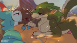 animal_genitalia animal_penis anthro anthro_on_anthro anthro_on_bottom anthro_on_top anthrofied balls beak bodily_fluids butt claws cuddling duo ear_piercing ear_ring eye_contact eyebrows eyes_closed feathers french_kissing fur genitals gesture glistening glistening_body grass hand_gesture hug intimate kissing looking_at_another lying male male/male male_on_bottom male_on_top muscular muscular_anthro muscular_male nude on_back on_bottom on_front on_top open_mouth open_smile outside penis penis_tip piercing plant ring_piercing romantic sheath smile sweat tongue tongue_out tree tuft edjit breath_of_the_wild nintendo the_legend_of_zelda kass_(tloz) link_(wolf_form) avian bird canid canine canis mammal rito wolf 16:9 2025 2d_animation animated frame_by_frame no_sound promotional_material short_playtime signature webm widescreen