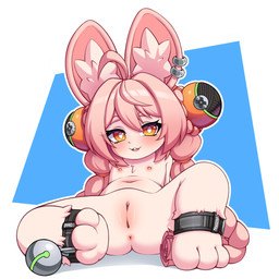 3_toes amber_eyes anklet anthro anus areola big_ears biped blush braided_hair buckteeth chest_tuft ear_piercing ear_ring eyebrows eyelashes eyelashes_through_hair feet female female_anthro flat_chested fur genitals glistening glistening_eyes glistening_genitalia glistening_vulva hair inner_ear_fluff jewelry loli looking_at_viewer navel nipples nude nude_anthro nude_female open_mouth open_smile outline piercing pink_anus pink_areola pink_body pink_eyebrows pink_fur pink_hair pink_inner_ear_fluff pink_nipples pink_nose pose ring_piercing sitting small_nose smile solo teeth tied_hair toes translucent translucent_hair tuft vulva white_outline y_anus young young_anthro young_female katsurou mihoyo zenless_zone_zero zhao lagomorph leporid mammal rabbit thiren 1:1 2026 absurd_res colored detailed digital_drawing_(artwork) digital_media_(artwork) hi_res