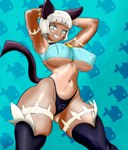 big_breasts breasts clothing female footwear legwear nipple_outline pose smile socks tail thick_thighs thigh_highs thigh_socks darioriz skullgirls nadia_fortune animal_humanoid felid felid_humanoid feline feline_humanoid humanoid mammal mammal_humanoid absurd_res hi_res pinup