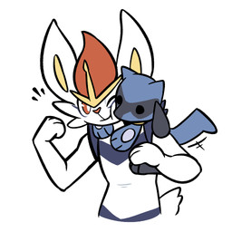 3_fingers ambiguous_gender anthro biped black_eyes blue_body blue_fur blue_tail duo fingers front_view fur nude nude_ambiguous nude_anthro one_eye_closed red_eyes simple_background smile standing tail white_background white_body white_fur white_tail advos nintendo pokemon cinderace generation_4_pokemon generation_8_pokemon pokemon_(species) riolu 1:1 2025 digital_drawing_(artwork) digital_media_(artwork)