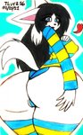 anthro breasts clothed clothing female hair heart_symbol simple_background solo topwear white_body theloanwanderer216 undertale undertale_(series) temmie_(undertale) canid canine felid feline mammal tem hi_res