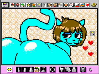 ambiguous_gender anthro art_program_in_frame blue_body blue_fur butt fur hair heart_symbol looking_at_viewer nude rear_view screencap simple_background solo tail rodricoro game_boy game_boy_family mario_paint nintendo lucky_(bluearts02) digital_media_(artwork) dithering mario_paint_(artwork) male_(lore)