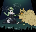2024 absurd_res all_fours anthro areola artemis_(rhode_arts) ball big_breasts big_nipples blonde_hair boots breasts chew_toy cleavage clothed clothing collar digital_drawing_(artwork) digital_media_(artwork) dominant dominant_female dominant_humanoid dominatrix duo english_text female female/female fluffy fluffy_ears fluffy_tail footwear fur gardevoir generation_1_pokemon generation_3_pokemon green_hair hair hi_res high_heeled_boots high_heels humanoid kneeling latex latex_clothing latex_legwear latex_thigh_highs latex_topwear legwear lipstick long_hair looking_at_viewer makeup mask multi_tail ninetales nintendo nipples nude on_stage pepperpkmon88 platform_footwear platform_heels pokemon pokemon_(species) short_hair speech_bubble submissive submissive_anthro submissive_female tail tan_areola tan_nipples tennis_ball text thick_thighs thigh_boots thigh_highs topwear watermark yellow_body yellow_fur