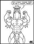 abs accent animal_genitalia animal_penis balls biceps big_balls big_muscles big_pecs big_penis bulge clothing dialogue double_biceps_pose equine_genitalia equine_penis genitals grin long_neck looking_at_viewer male mane muscular muscular_male pecs penis pose smile smug solo speech_bubble speedo swimwear texas_flag text thick_neck us_state_flag skianous danny_leblanc giraffe giraffid mammal english_text hi_res line_art monochrome