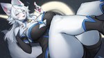 anthro big_breasts blue_eyes blush breasts claws clothed clothing eye_waterline female finger_claws fur hair kemono looking_at_viewer pawpads solo white_body white_fur white_hair suurin_2 vtuber nyova canid canine mammal 16:9 hi_res widescreen