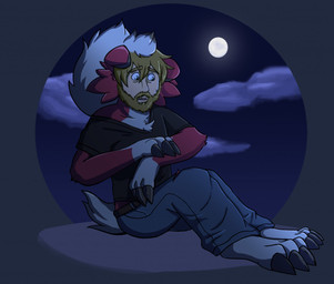 3_fingers 3_toes anthro beard bent_arm bent_legs black_clothing blue_bottomwear blue_clothing blue_jeans blue_pants bottomwear claws clothed clothing cloud dark denim denim_bottomwear denim_clothing eyebrow_through_hair eyebrows facial_hair feet fingers full_moon fur hair human_to_anthro humanoid_face jeans male mid_transformation moon multicolored_body multicolored_fur night open_mouth pants red_body red_fur shirt sitting sky solo species_transformation teeth toe_claws toes topwear transformation translucent translucent_hair white_body white_fur wannabe_pendragon nintendo pokemon canid canine generation_7_pokemon human lycanroc mammal midnight_lycanroc pokemon_(species) werecanid werecanine werecreature 2022 digital_media_(artwork) shaded