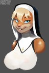 ambiguous_gender anthro big_breasts blonde_hair breasts female hair male nun nun_outfit orange_body solo young young_anthro young_female foxstep_(artist) looney_tunes warner_brothers lola_bunny lagomorph leporid mammal rabbit 2:3 hi_res