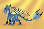 2019 absurd_res ambiguous_gender blue_body blue_scales claws dragon dragons:_rescue_riders feral gradient_background hi_res looking_at_viewer mellzeey mythological_creature mythological_scalie mythology orange_background scales scalie simple_background solo tail winger_(rescue_riders) wings yellow_eyes