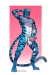 4_toes anthro athletic athletic_anthro athletic_male balls big_penis blue_body blue_eyes blue_fur blue_stripes border claws digitigrade erection feet finger_claws fingers fur genitals gradient_background grey_claws hand_behind_head hand_on_crotch head_tuft humanoid_genitalia humanoid_penis looking_down male multicolored_body multicolored_fur navel nude pawpads paws pecs penis penis_grab pink_background pink_nose pink_pawpads pink_penis pose simple_background smile solo standing stripes teeth toe_claws toes toothy_smile tuft two_tone_body two_tone_fur white_body white_border white_fur conditional_dnp sinibun_95 patreon blinx_(frostsheep) felid mammal pantherine tiger artist_name hi_res