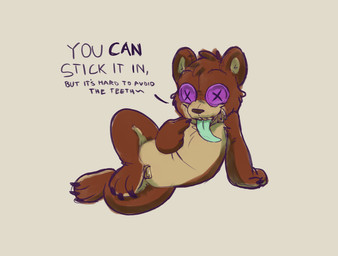 ambiguous_gender button_(fastener) button_eyes dialogue male plushie pointing_at_mouth solo teddy_bear tongue tongue_out zipper zipper_mouth scuzzyfox animate_inanimate fluffshie living_plushie